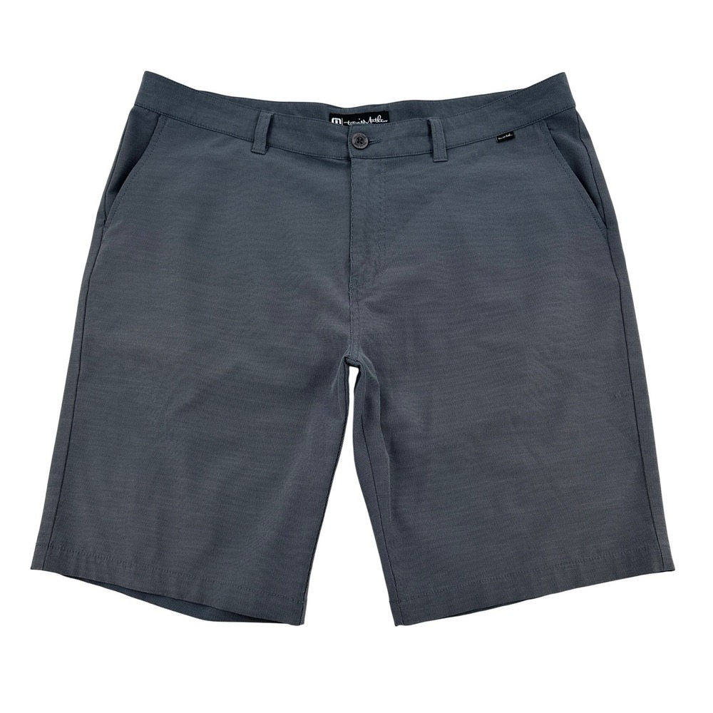 Travis Mathew Grey Micro Stripe Golf Shorts Performance Stretch Mens Size 38